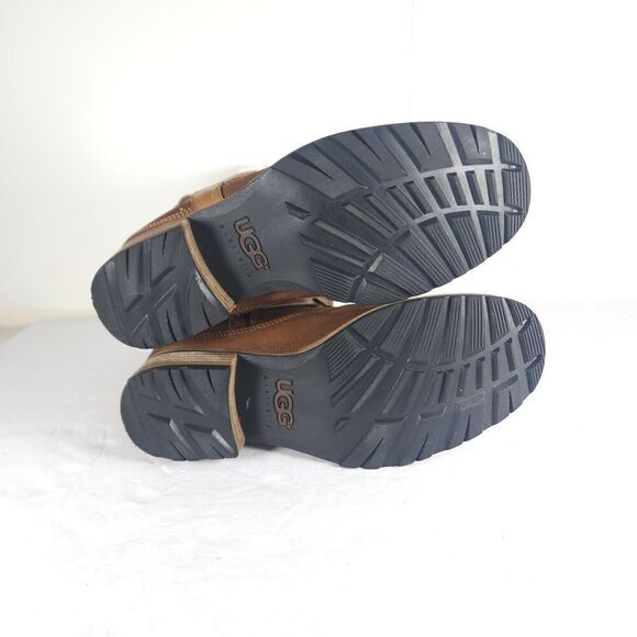 Ugg Women's Endell US 7 Brown Suede Sheepskin Lined Side Zip Moto Biker boots - Picture 13 of 16